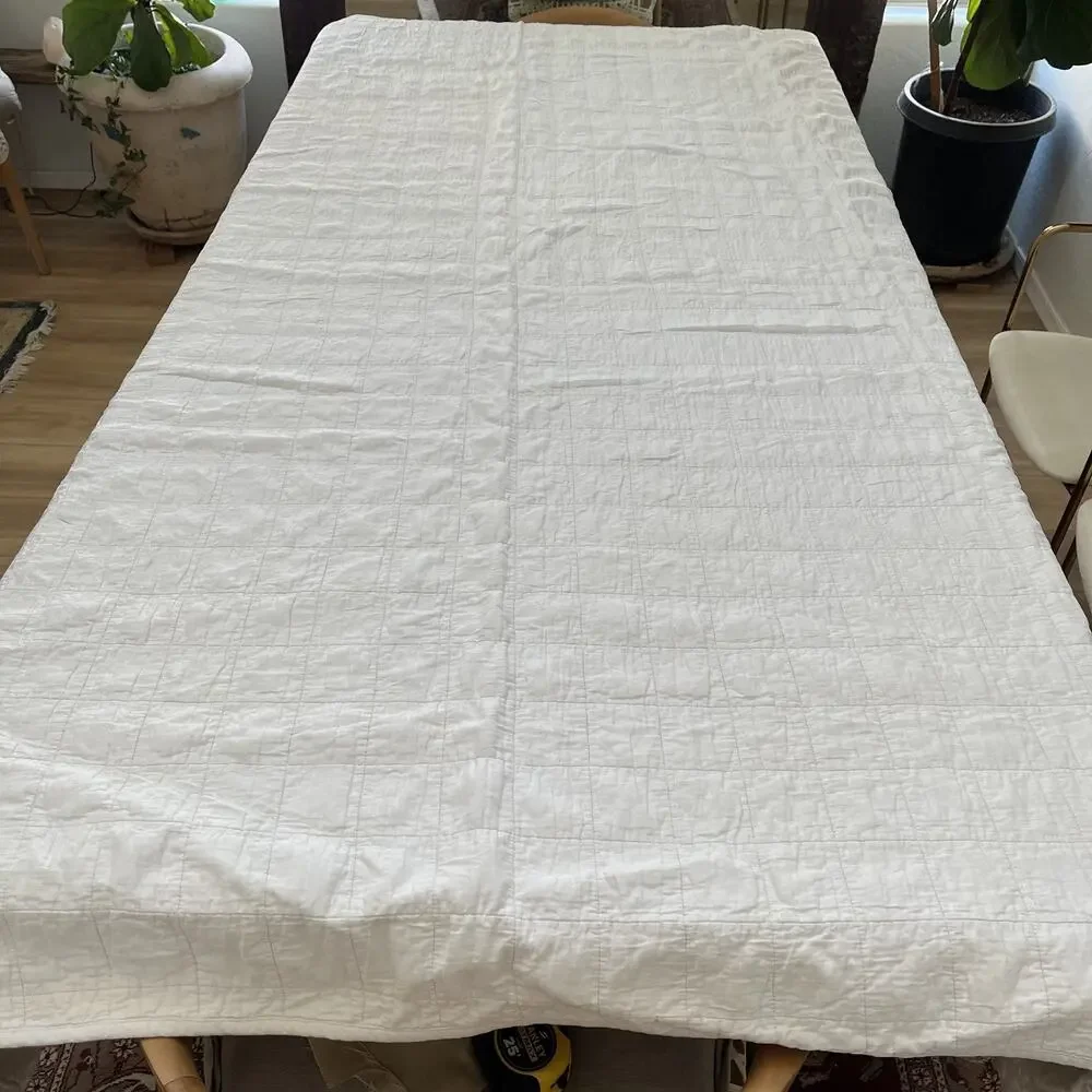 Casaluna White Heavyweight Linen Blend Full/Queen Quilted Blanket